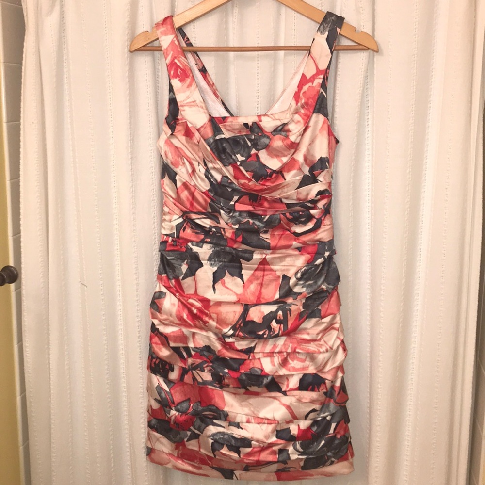 EXPRESS floral ruched dress